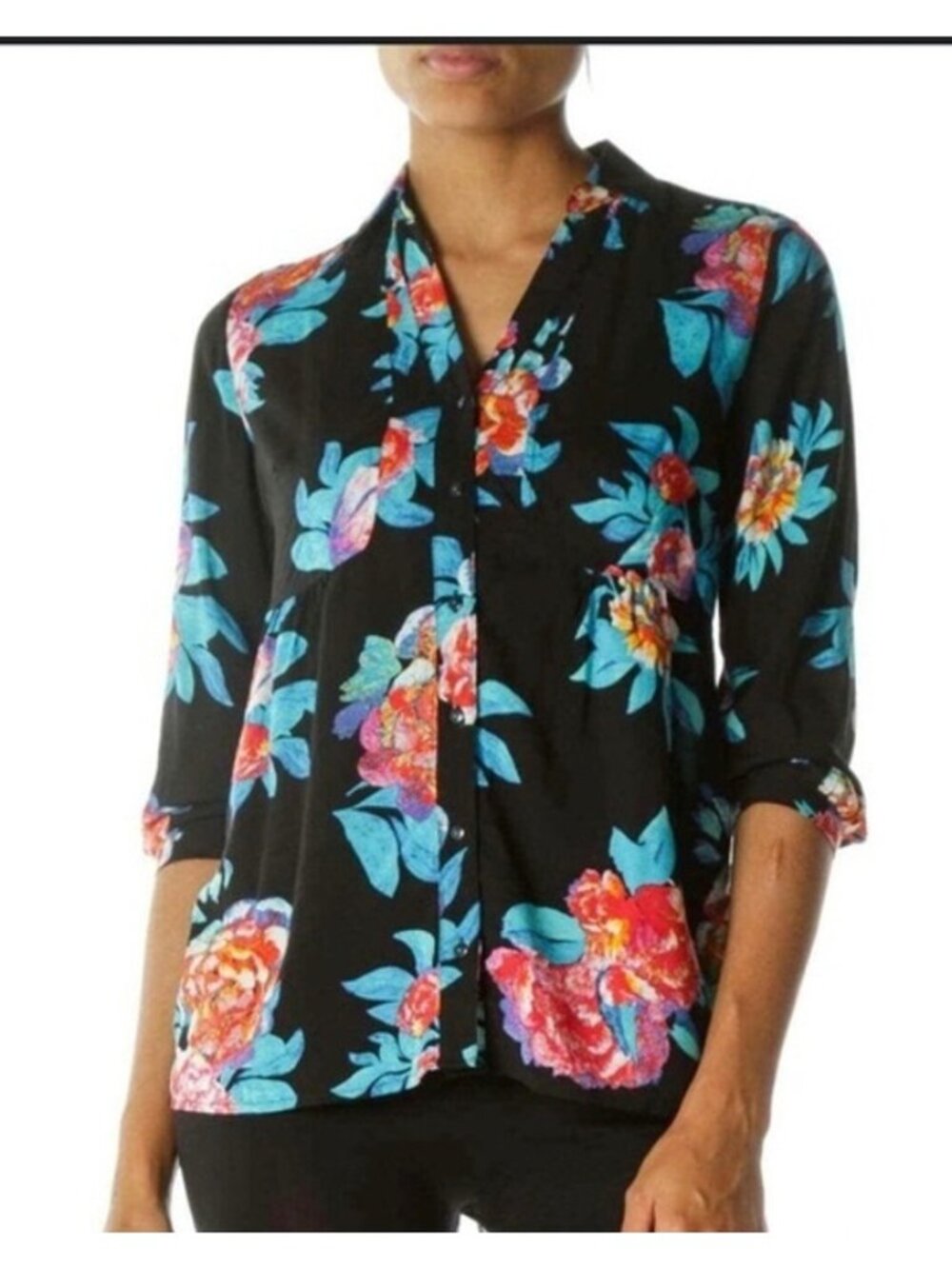 Maeve Anthropologie Woodland Walk Button Up Blouse V Neck Womens 2